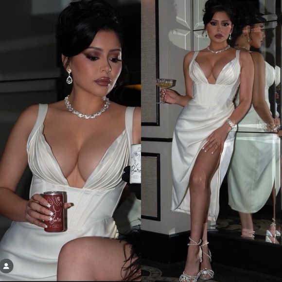 House of CB S D-DD 'Faye' Ivory white Satin Corset Midi Dress size S NWOT - Picture 2 of 14